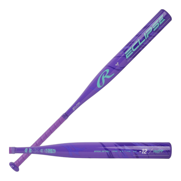 Rawlings Eclipse 32-inch purple fastpitch softball bat with lightweight alloy construction for youth and recreational players.