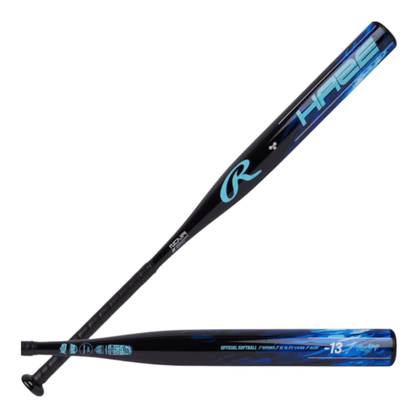 Rawlings Haze 31-inch black and blue fastpitch softball bat with lightweight alloy construction for youth and recreational players.
